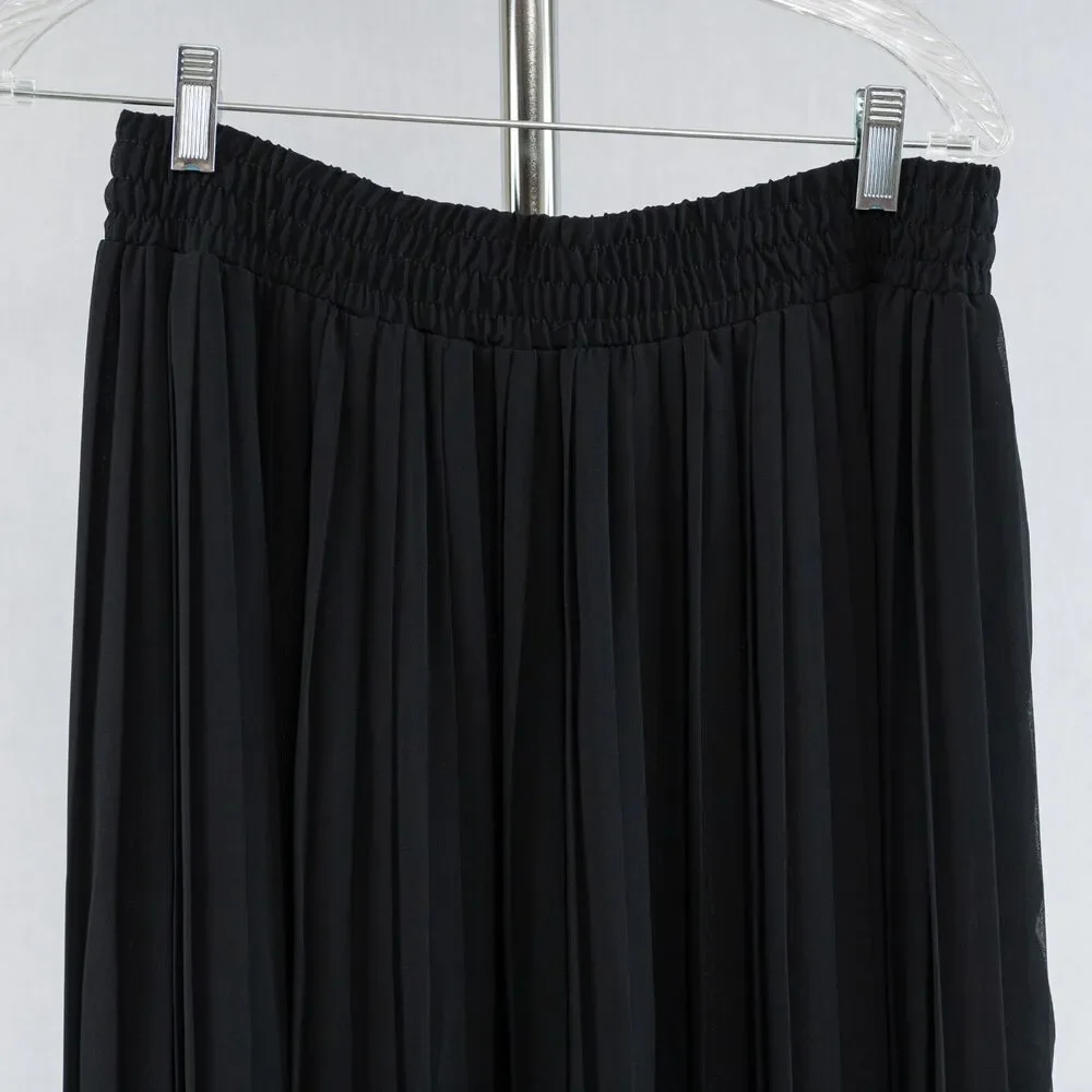 Leslie fay Sportswear black pleated maxi/midi skirt size 14